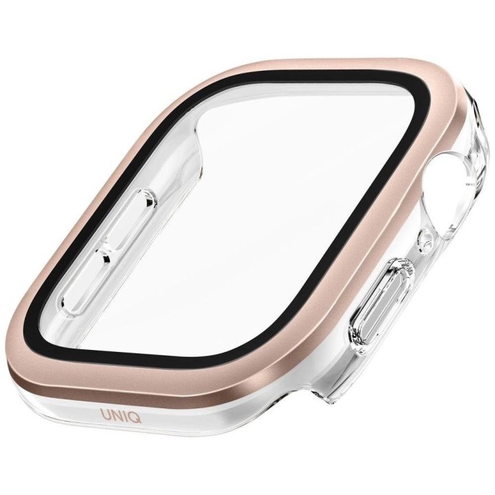 Uniq Voute grūdinto stiklo dėklas Apple Watch 10 46 mm, rožinis auksas