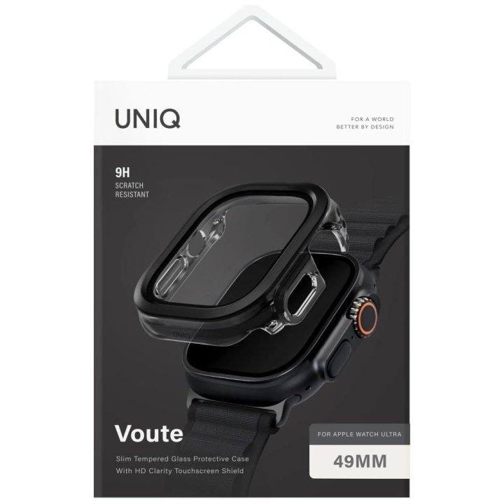 Grūdinto stiklo dėklas Uniq Voute Apple Watch Ultra 49mm, juodas