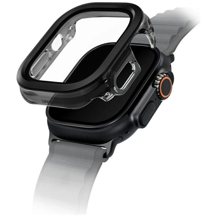Grūdinto stiklo dėklas Uniq Voute Apple Watch Ultra 49mm, juodas