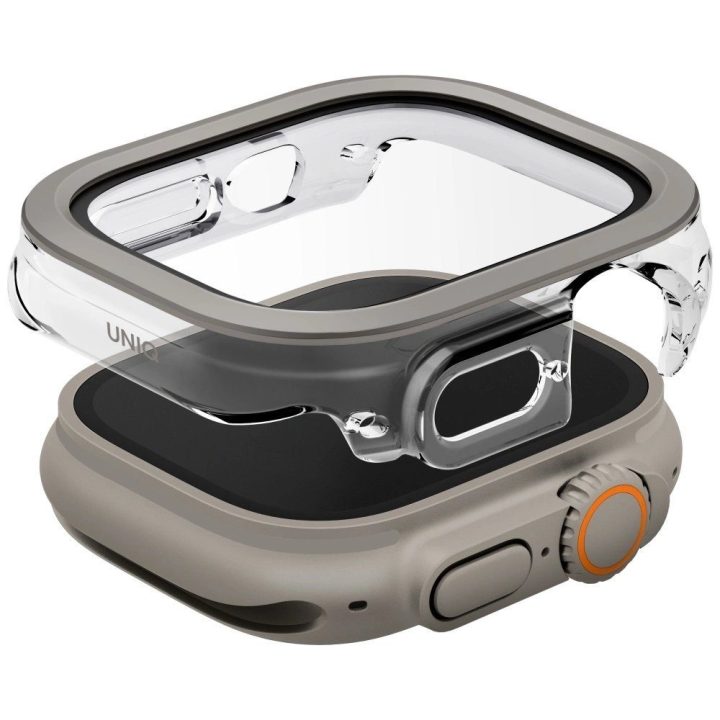 Uniq Voute apsauginis dėklas su grūdintu stiklu Apple Watch Ultra 49 mm, sidabrinis