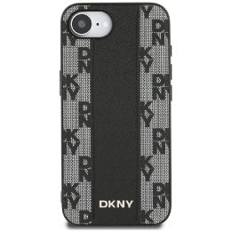 DKNY odinis dėklas su languotu raštu MagSafe iPhone 16e – juodas