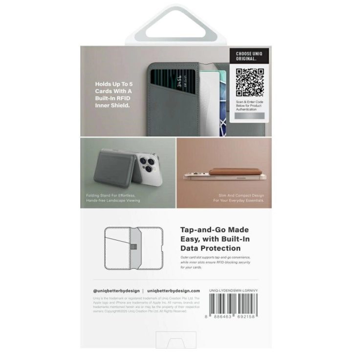 Uniq Lyden DS RFID magnetinė piniginė su telefono laikikliu – žalia