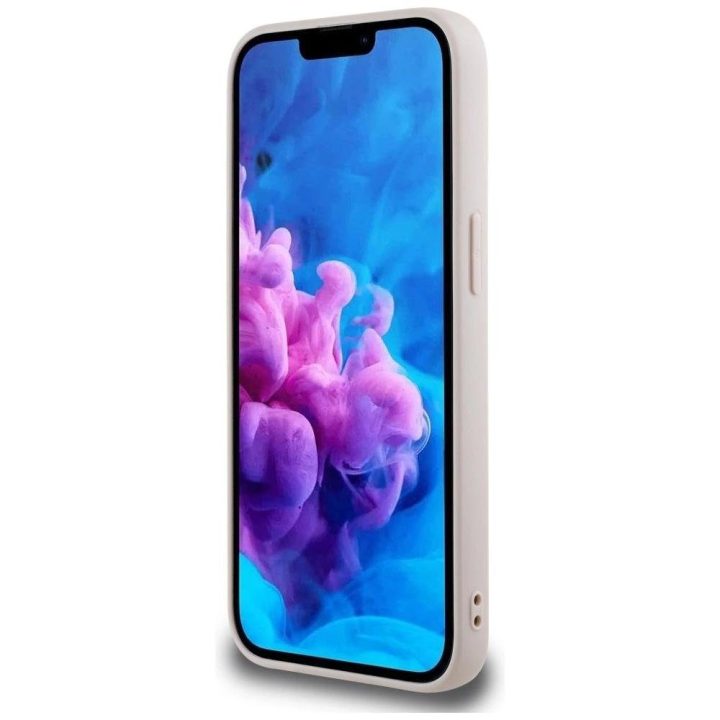 Guess grūdinto rašto MagSafe dėklas iPhone 16e – rožinis