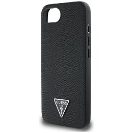 Guess grūdinto rašto MagSafe dėklas iPhone 16e – juodas