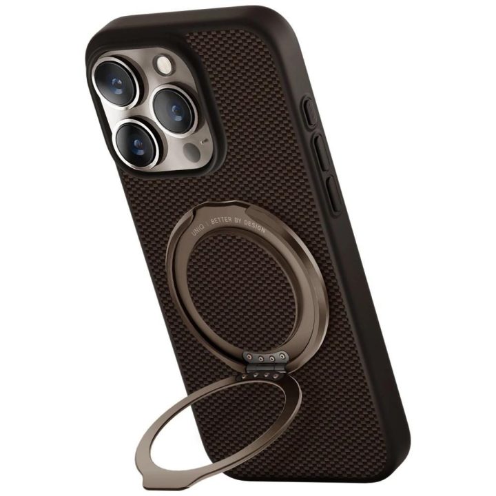 Uniq Keva Air Magclick magnetinis dėklas GripFit“ iPhone 16 Pro, rudas