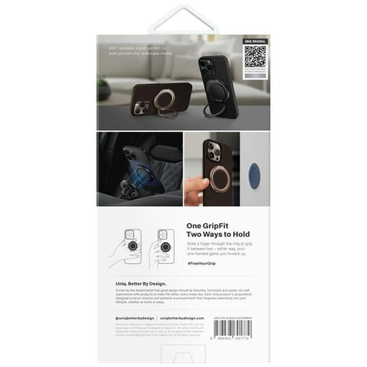 Uniq Keva Air Magclick magnetinis dėklas GripFit“ iPhone 16 Pro, rudas