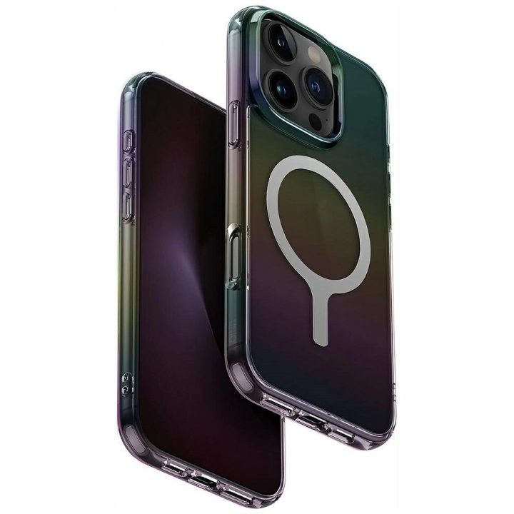 Uniq Iridescia magnetinis įkrovimo dėklas iPhone 16 Pro – juodas