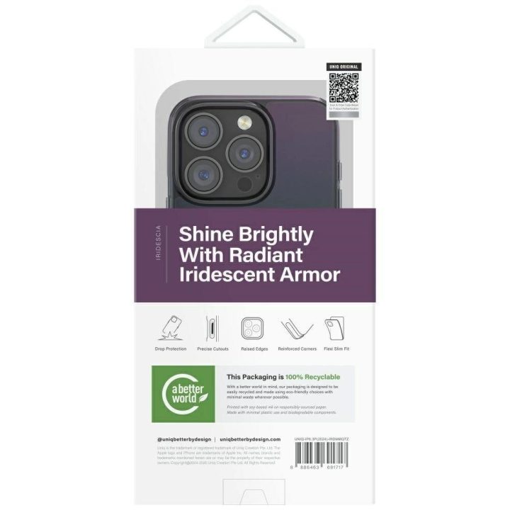 Uniq Iridescia magnetinis įkrovimo dėklas iPhone 16 Pro – juodas