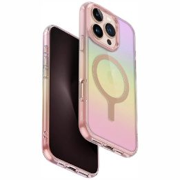 Uniq Iridescia magnetinis įkrovimo dėklas iPhone 16 Pro – rožinis
