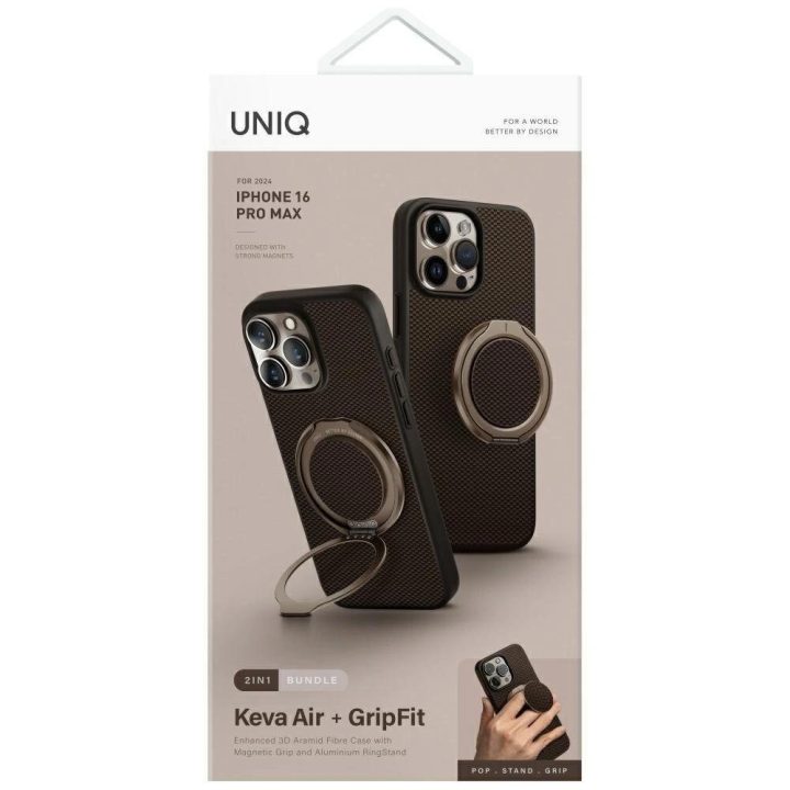 Uniq Keva Air Magclick magnetinis dėklas iPhone 16 Pro Max – rudas