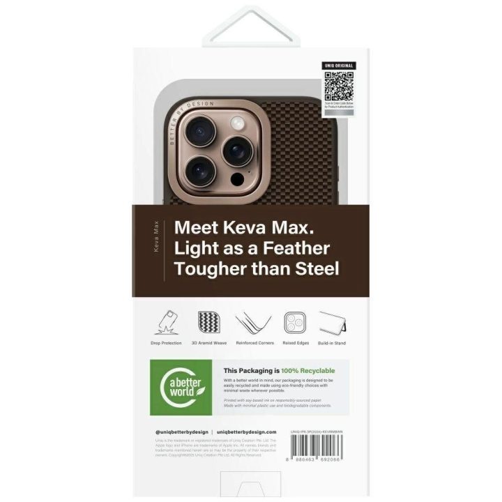 Uniq Keva Max magnetinis įkrovimo dėklas-stovas iPhone 16 Pro, rudas