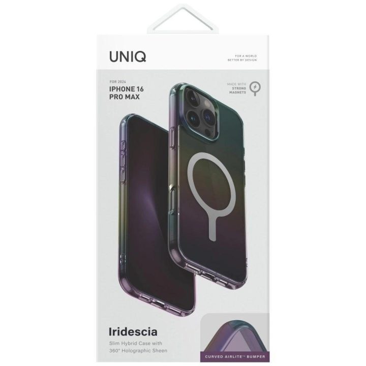 Uniq Iridescia magnetinis įkrovimo dėklas iPhone 16 Pro Max – juodas