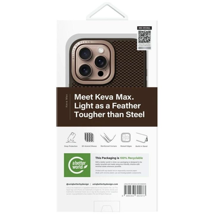 Uniq Keva Max magnetinis įkrovimo dėklas-su stovu iPhone 16 Pro Max, rudas