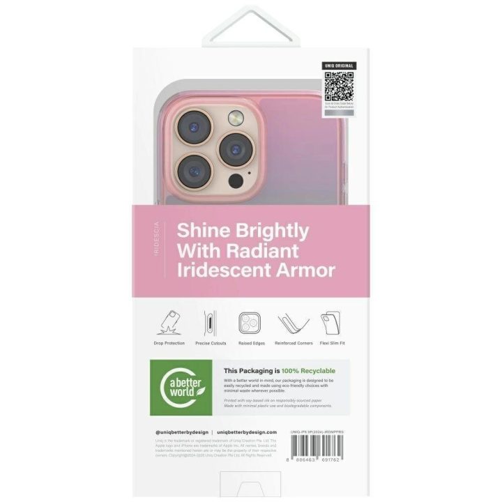Uniq Iridescia magnetinis įkrovimo dėklas iPhone 16 Pro Max – rožinis