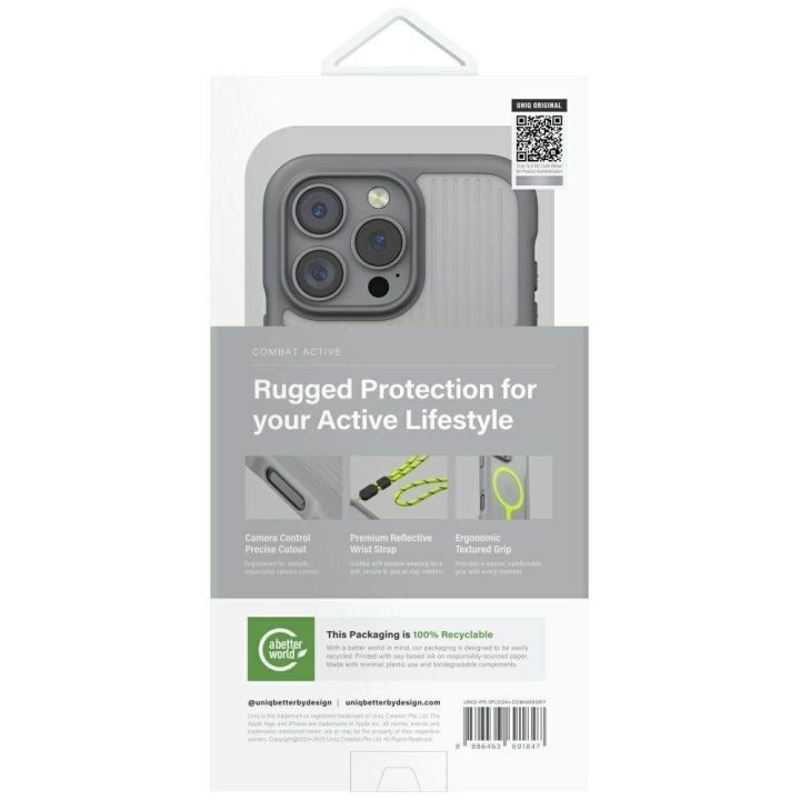 Uniq Combat Active MagClick įkrovimo dėklas iPhone 16 Pro – pilkas