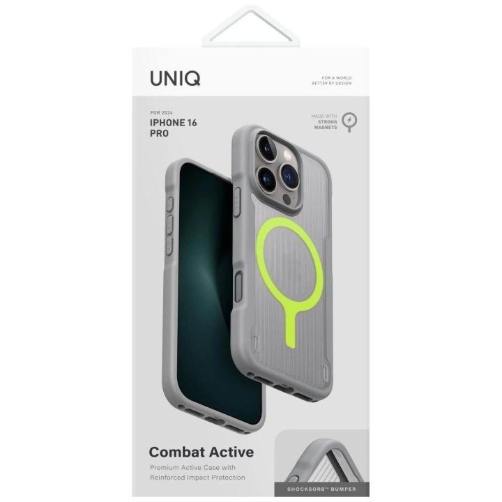 Uniq Combat Active MagClick įkrovimo dėklas iPhone 16 Pro – pilkas