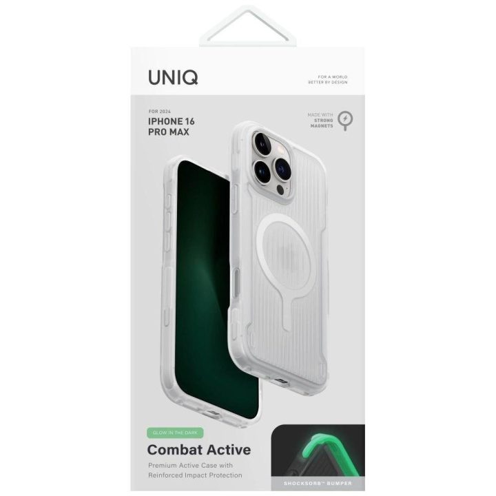 Uniq Combat Active magnetinis įkrovimo dėklas iPhone 16 Pro Max, baltas