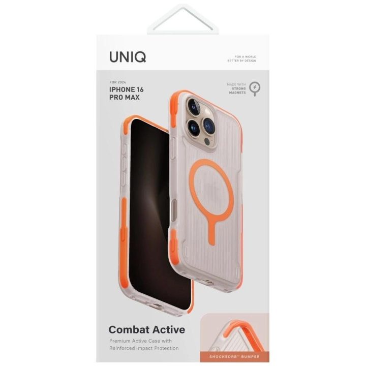 Uniq Combat Active MagClick įkrovimo dėklas iPhone 16 Pro Max – oranžinis