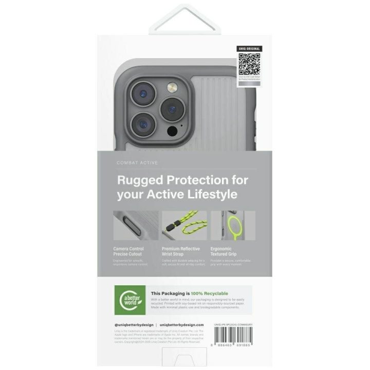 Uniq Combat Active magnetinis įkrovimo dėklas iPhone 16 Pro Max, pilkas