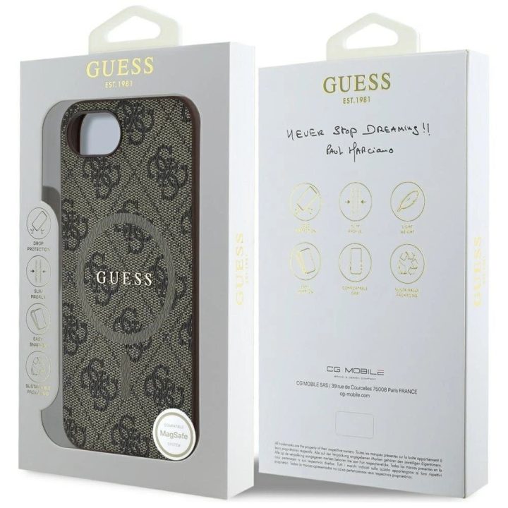 Guess 4G rudos spalvos MagSafe dėklas iPhone 16e