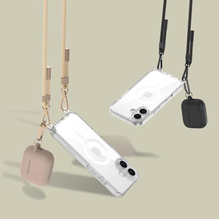 FlexAir Chain MagSafe dėklas iPhone 16 – juoda/smėlio