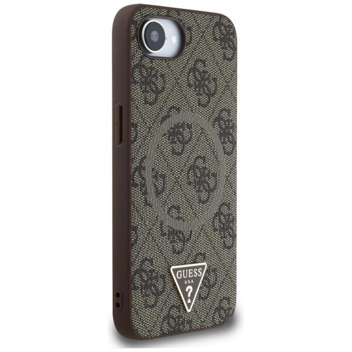Guess 4G trikampio logotipo MagSafe dėklas iPhone 16 – rudas