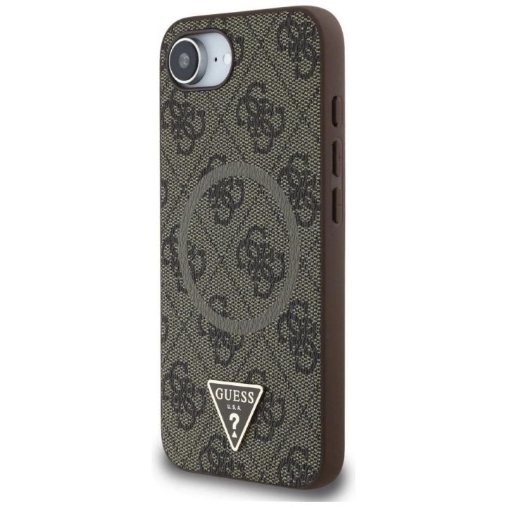 Guess 4G trikampio logotipo MagSafe dėklas iPhone 16 – rudas