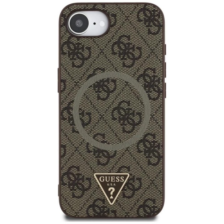 Guess 4G trikampio logotipo MagSafe dėklas iPhone 16 – rudas