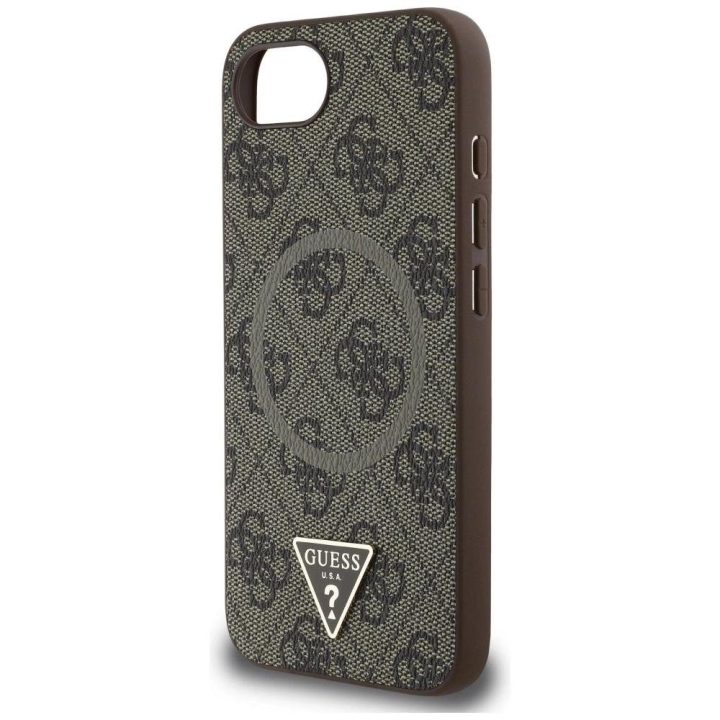 Guess 4G trikampio logotipo MagSafe dėklas iPhone 16 – rudas