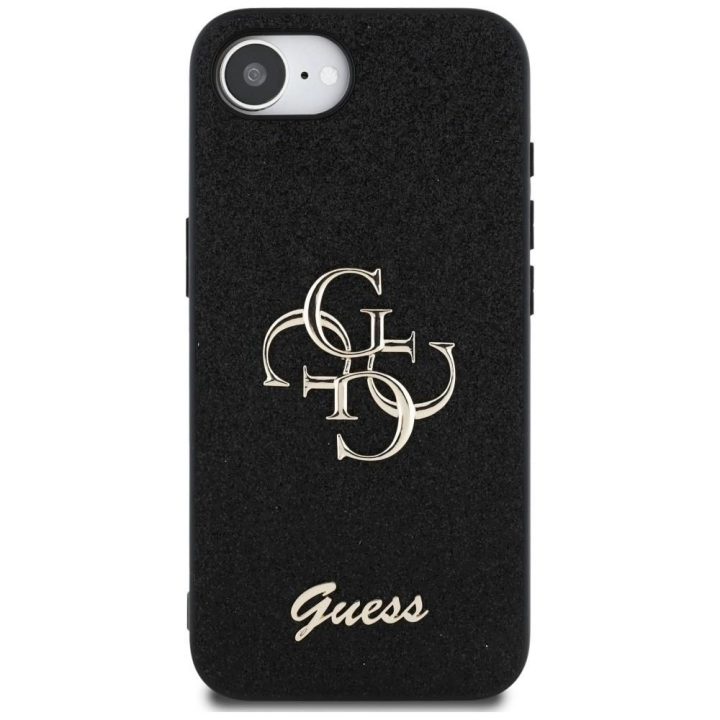Guess blizgus juodas 4G dėklas iPhone 16e