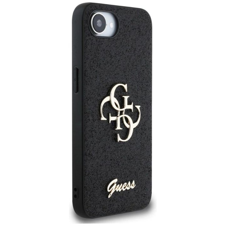Guess blizgus juodas 4G dėklas iPhone 16e
