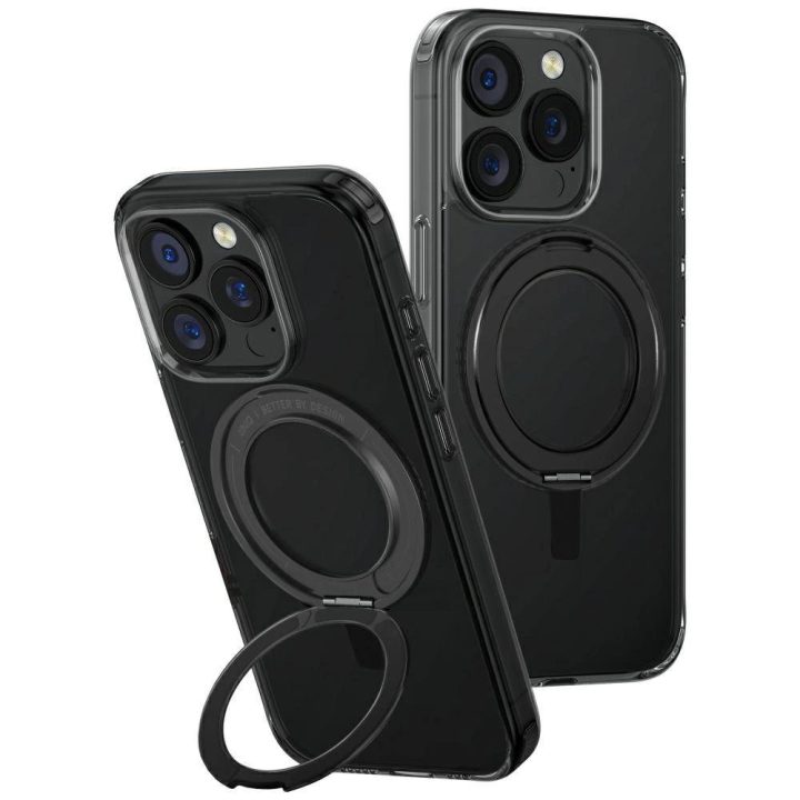 Uniq Swivix 360° pasukamas dėklas su stovu iPhone 16 Pro – juodas