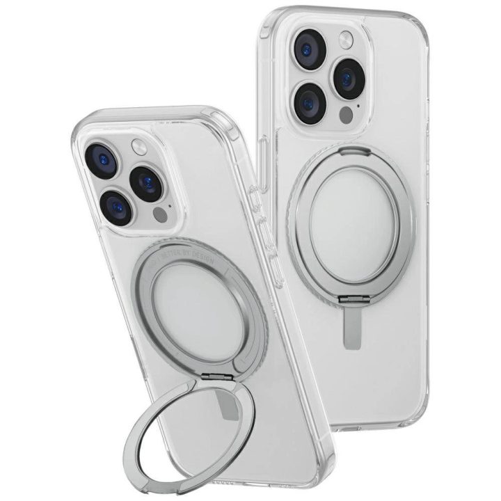 Uniq Swivix 360° besisukantis dėklas su stovu iPhone 16 Pro – skaidrus