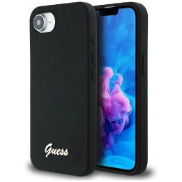 Guess silikoninis dėklas su metaliniu logotipu MagSafe iPhone 16 – juodas
