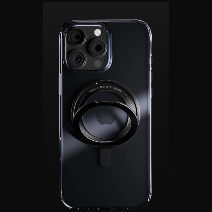 Uniq Swivix 360° besisukantis dėklas su atrama iPhone 16 Pro Max, juodas