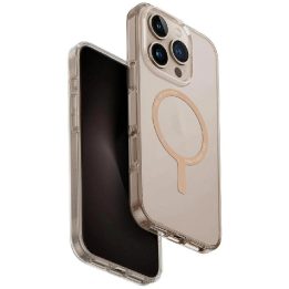 Uniq Clario MagClick įkrovimo dėklas iPhone 16 Pro – skaidrus auksinis