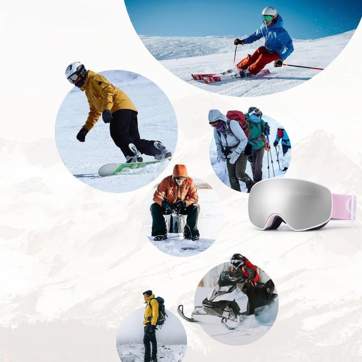 Rožiniai vaikiški slidinėjimo akiniai Qunature (M/L dydis)