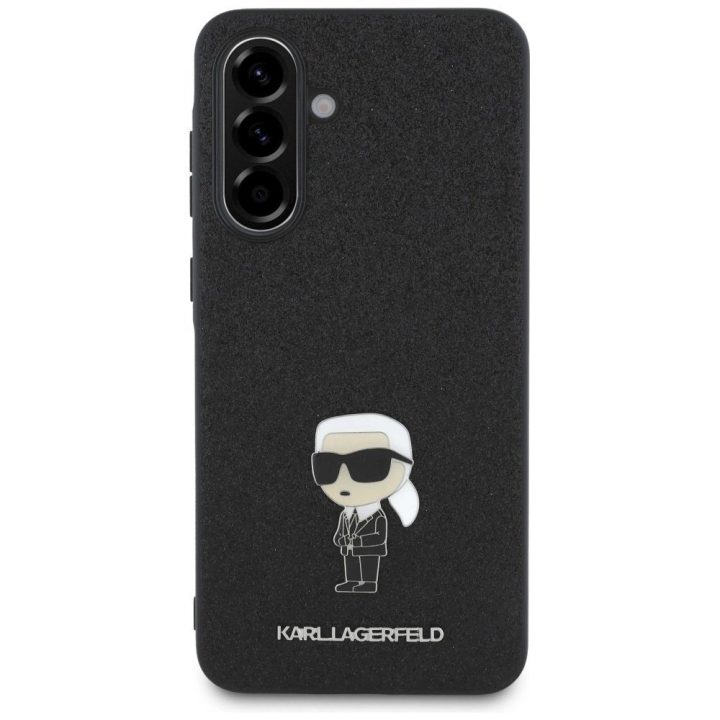 Karl Lagerfeld blizgus metalinis dėklas Samsung Galaxy A56 – juodas
