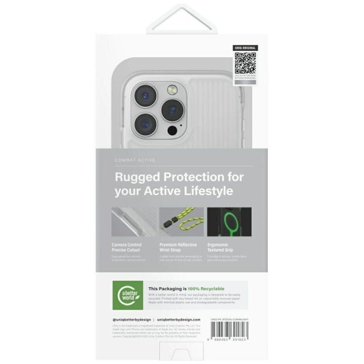Uniq Combat Active Magclick įkrovimo dėklas iPhone 16 Pro, baltas