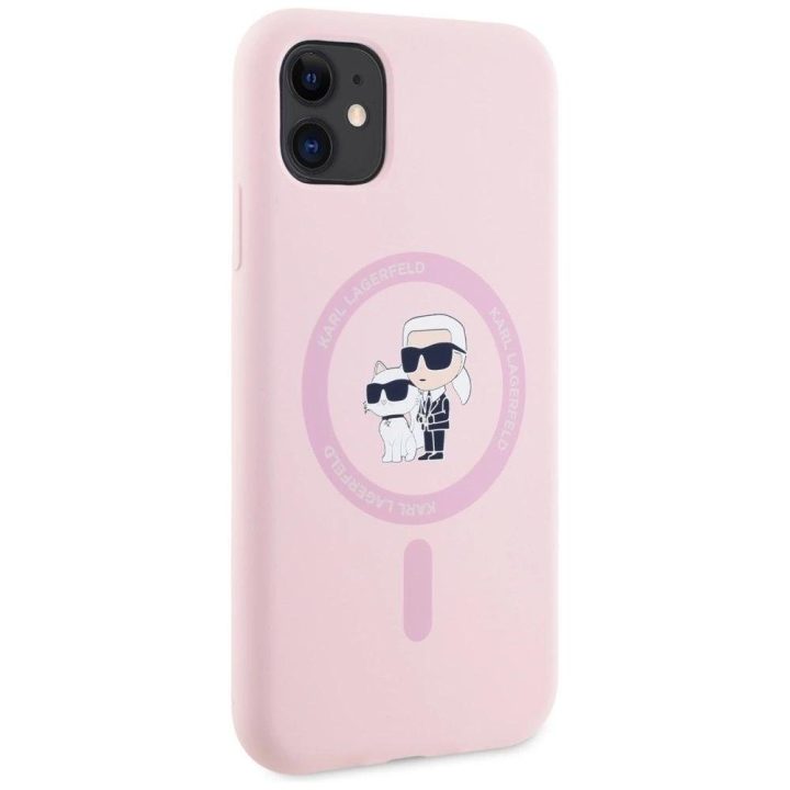 Karl Lagerfeld silikoninis dėklas MagSafe iPhone 11 – rožinis