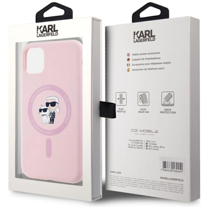 Karl Lagerfeld silikoninis dėklas MagSafe iPhone 11 – rožinis