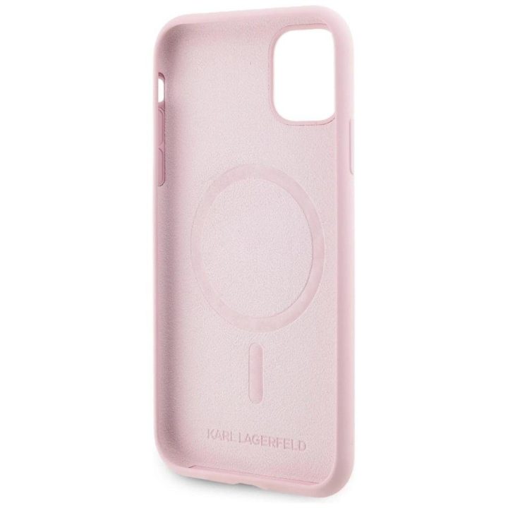 Karl Lagerfeld silikoninis dėklas MagSafe iPhone 11 – rožinis