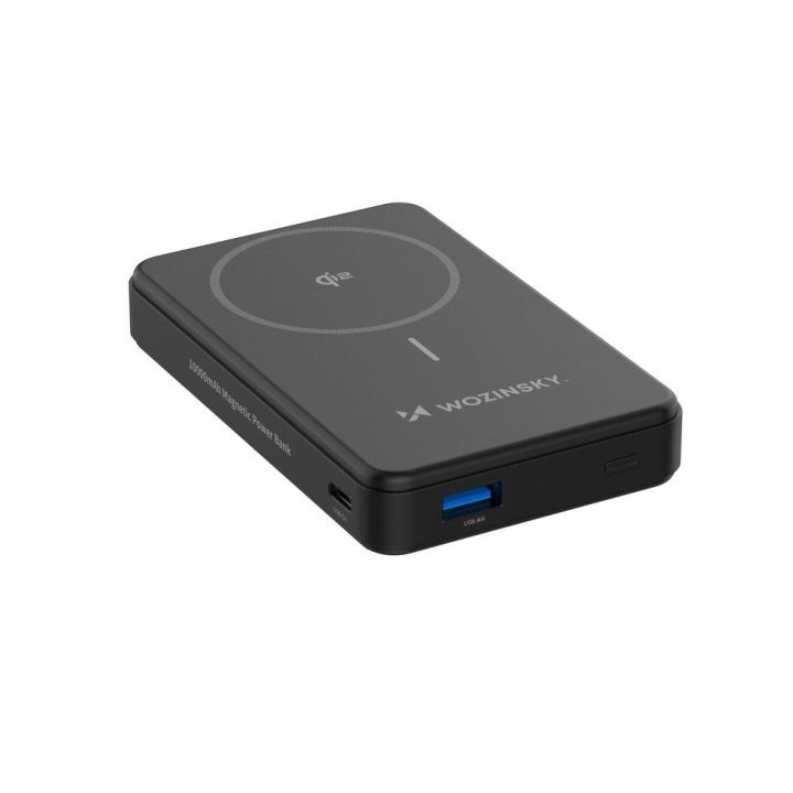 Išorinė baterija 10000 mAh, 22.5W, Qi2, su stovu, juoda