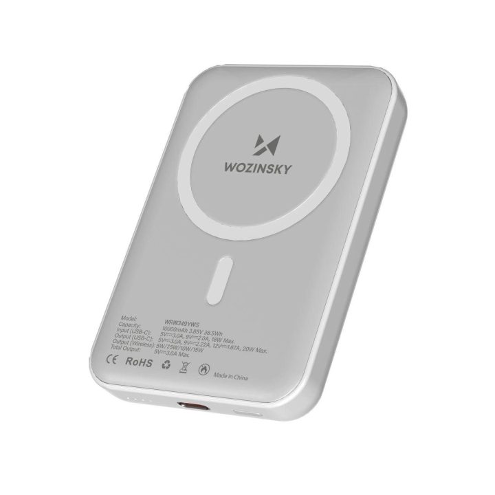 Magnetinė išorinė baterija 10,000 mAh – balta
