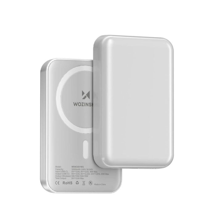 Magnetinė išorinė baterija 10,000 mAh – balta