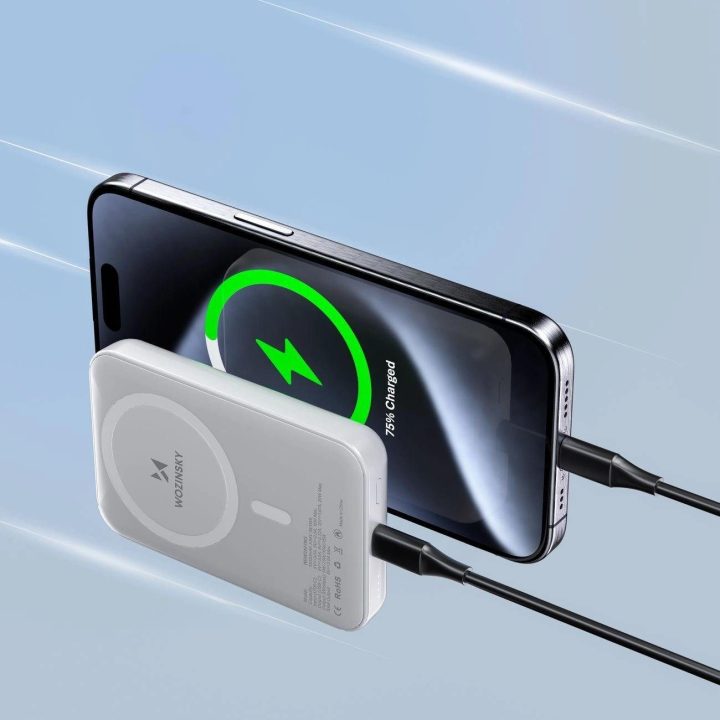 Magnetinė išorinė baterija 10,000 mAh – balta