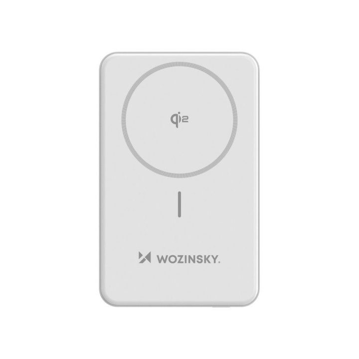10000 mAh išorinė baterija, 22.5W, Qi2, su stovu, balta