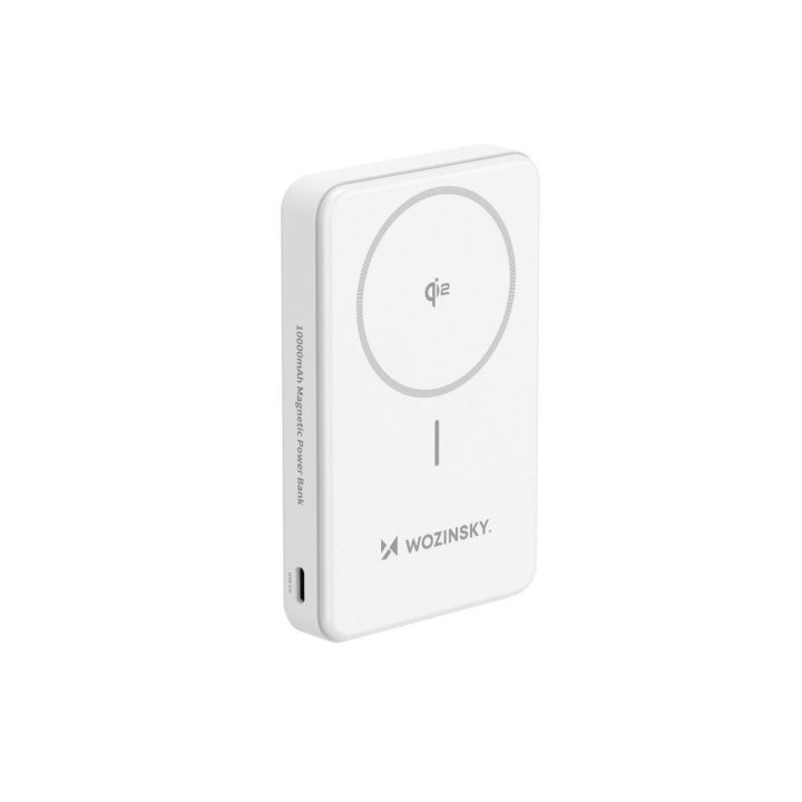 10000 mAh išorinė baterija, 22.5W, Qi2, su stovu, balta