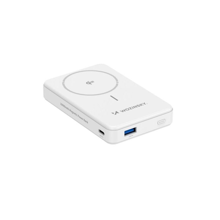 10000 mAh išorinė baterija, 22.5W, Qi2, su stovu, balta