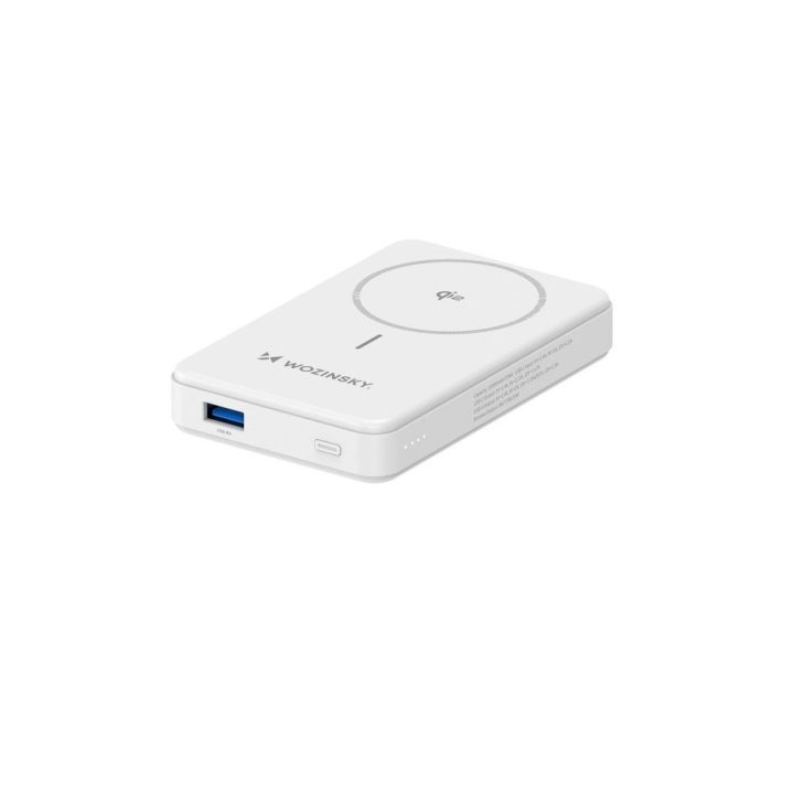10000 mAh išorinė baterija, 22.5W, Qi2, su stovu, balta